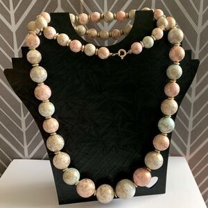 Vintage Pastel Swirl Easter Egg Beaded Graduated Necklace